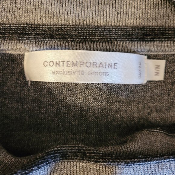 Grey Portrait Neck Sweater. Contemporaine Exclusive Simmons. Size M - Picture 8 of 9
